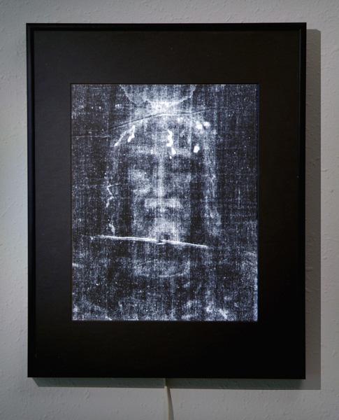 Backlit DuraTrans Transparency of the Shroud Face in a PhotoGlow® Frame