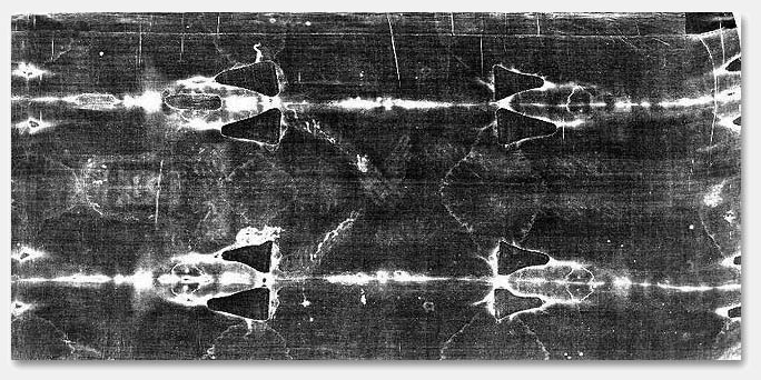 Shroud of Turin Ventral Image © 1978 Barrie M. Schwortz Collection, STERA, Inc. All Rights Reserved - Bajar para el Menú